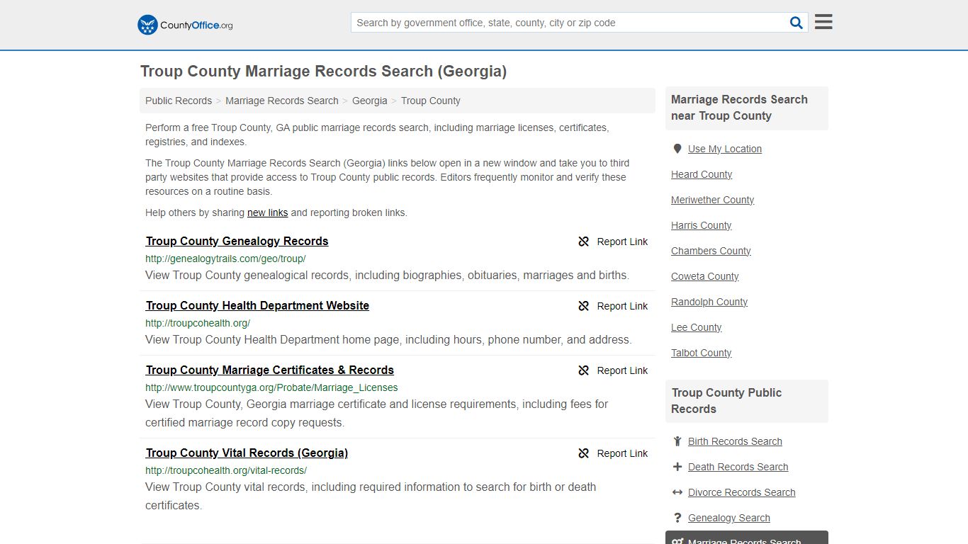 Troup County Marriage Records Search (Georgia) - County Office